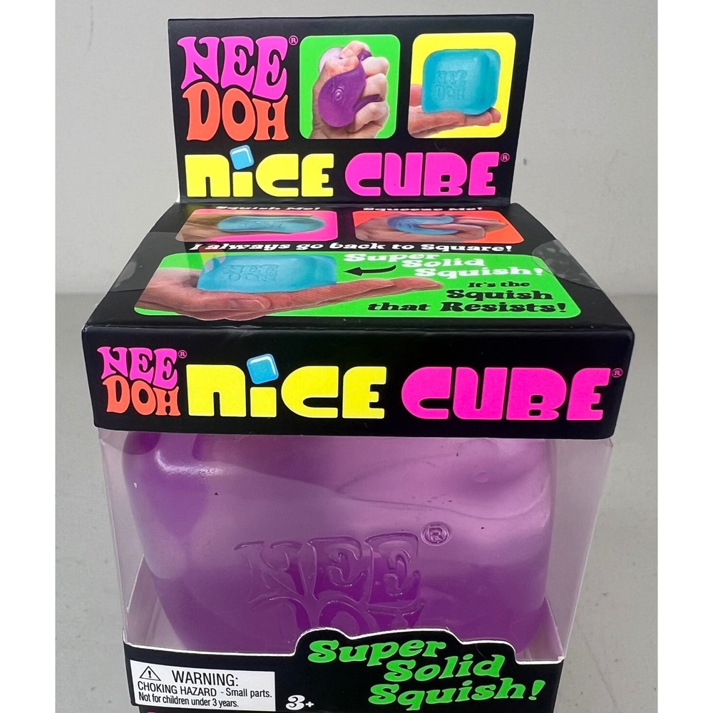 Schylling NeeDoh Nice Cube Purple Super Solid Squish Fidget Stress Toy NEW